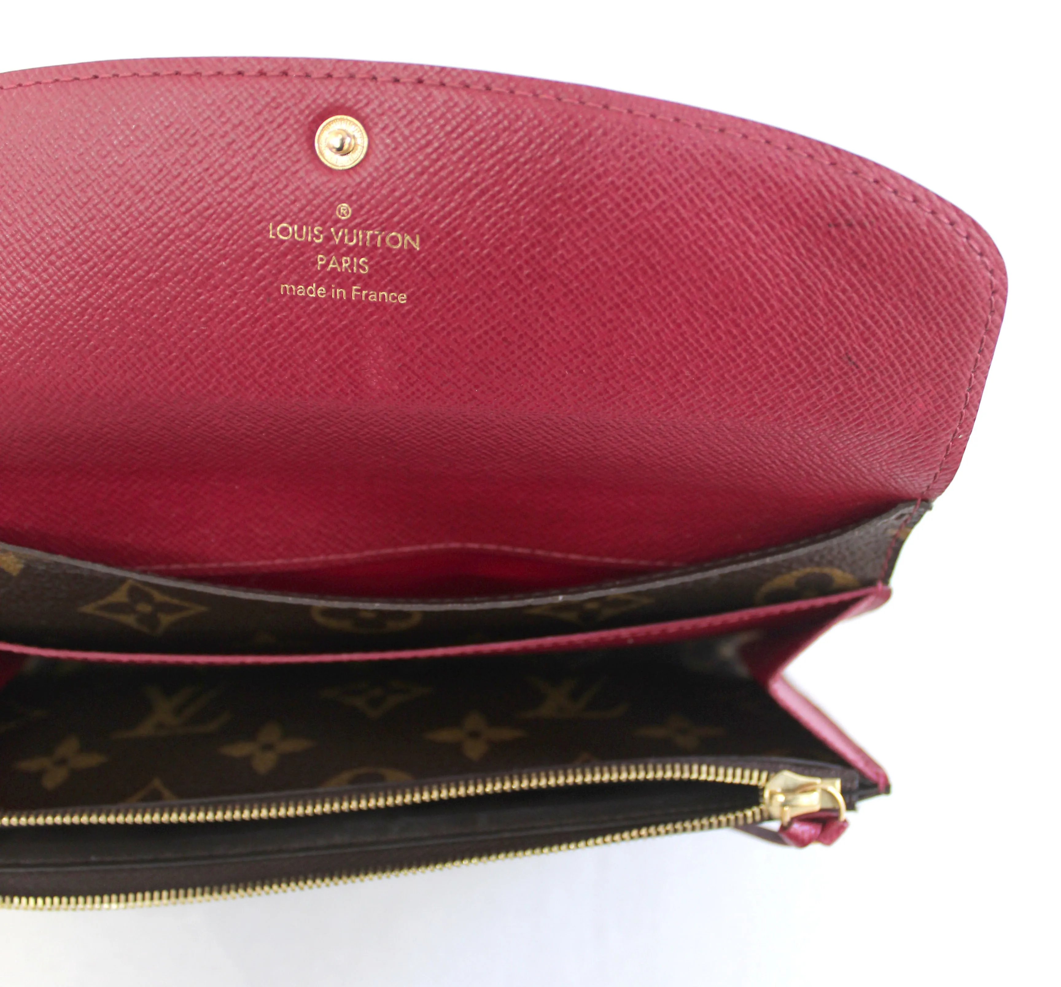 Authentic Louis Vuitton Classic Monogram Canvas Emilie Wallet Fuchsia