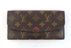 Authentic Louis Vuitton Classic Monogram Canvas Emilie Wallet Fuchsia