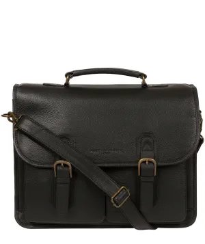 'Bank' Black Leather Work Bag