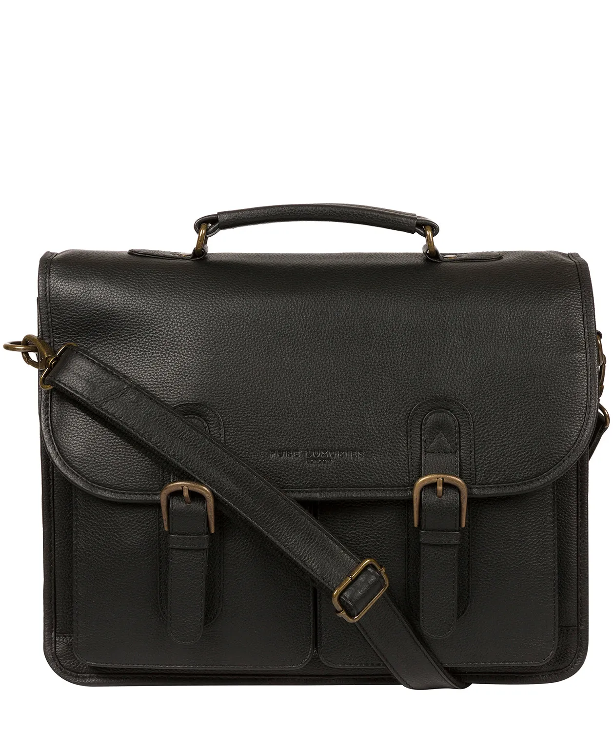 'Bank' Black Leather Work Bag