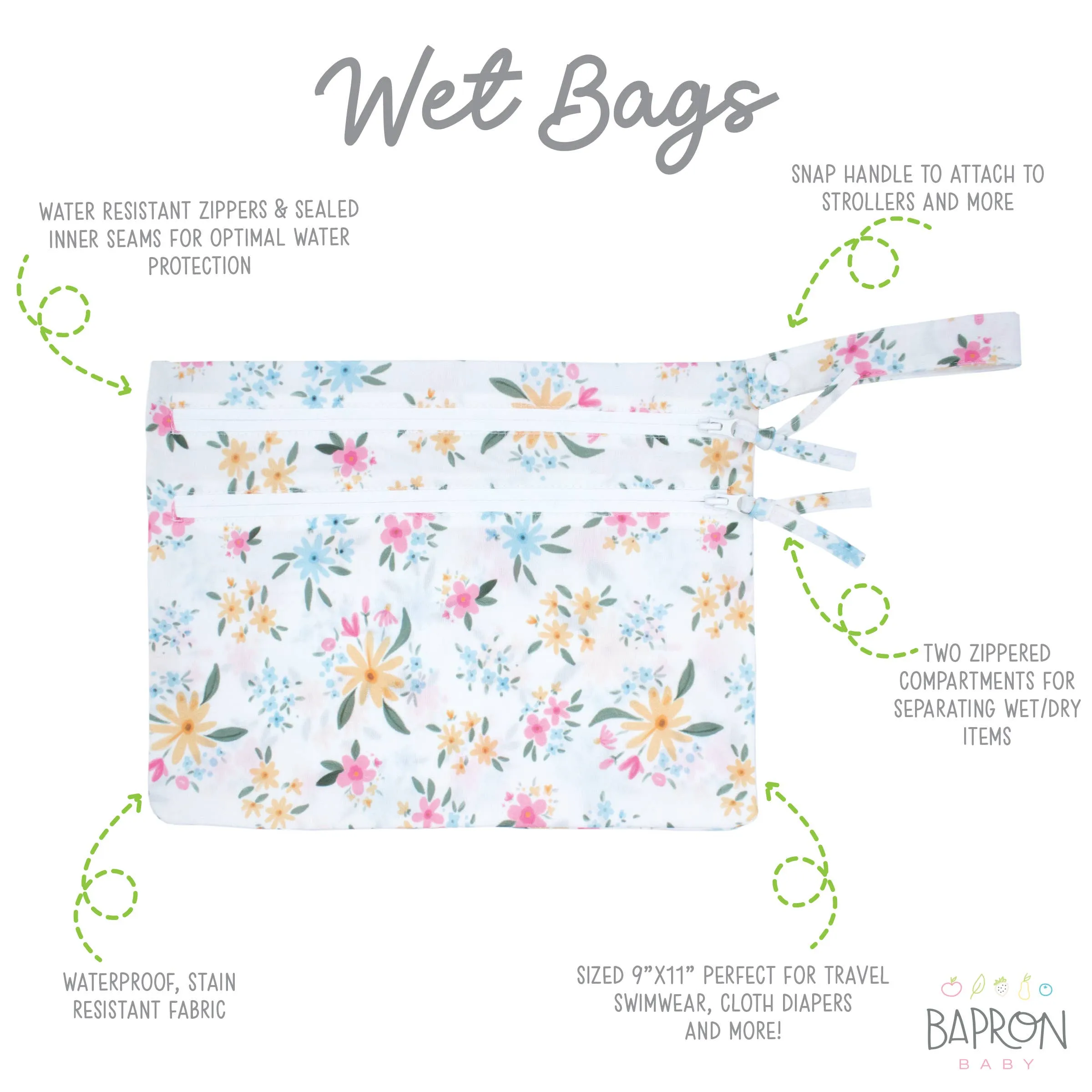 BapronBaby Waterproof Wet Bag: Pastel Floral