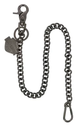 Bar & Shield Logo 24 inch Wallet Chain, Gunmetal Finish