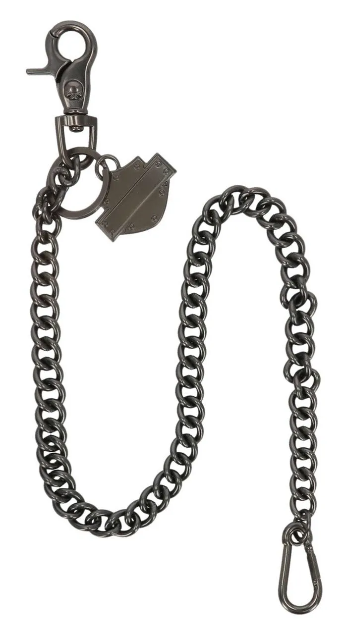 Bar & Shield Logo 24 inch Wallet Chain, Gunmetal Finish