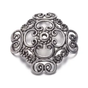 Bead Caps - Metal - Antique Silver - 2 pieces