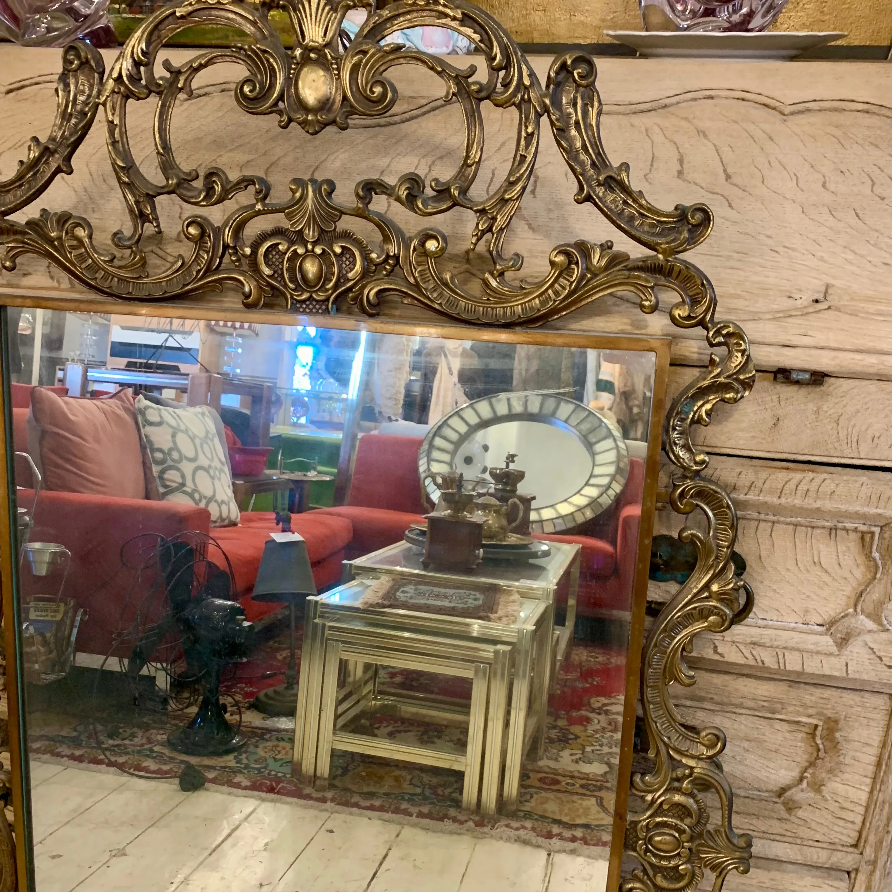 Beautiful Patina Brass Mirror