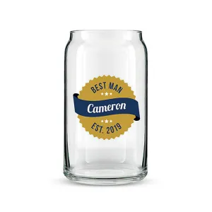 Beer Can Shaped Glass Personalized - Gold Seal Printing