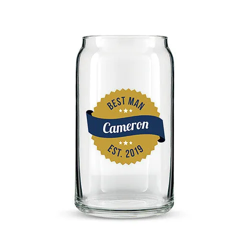 Beer Can Shaped Glass Personalized - Gold Seal Printing