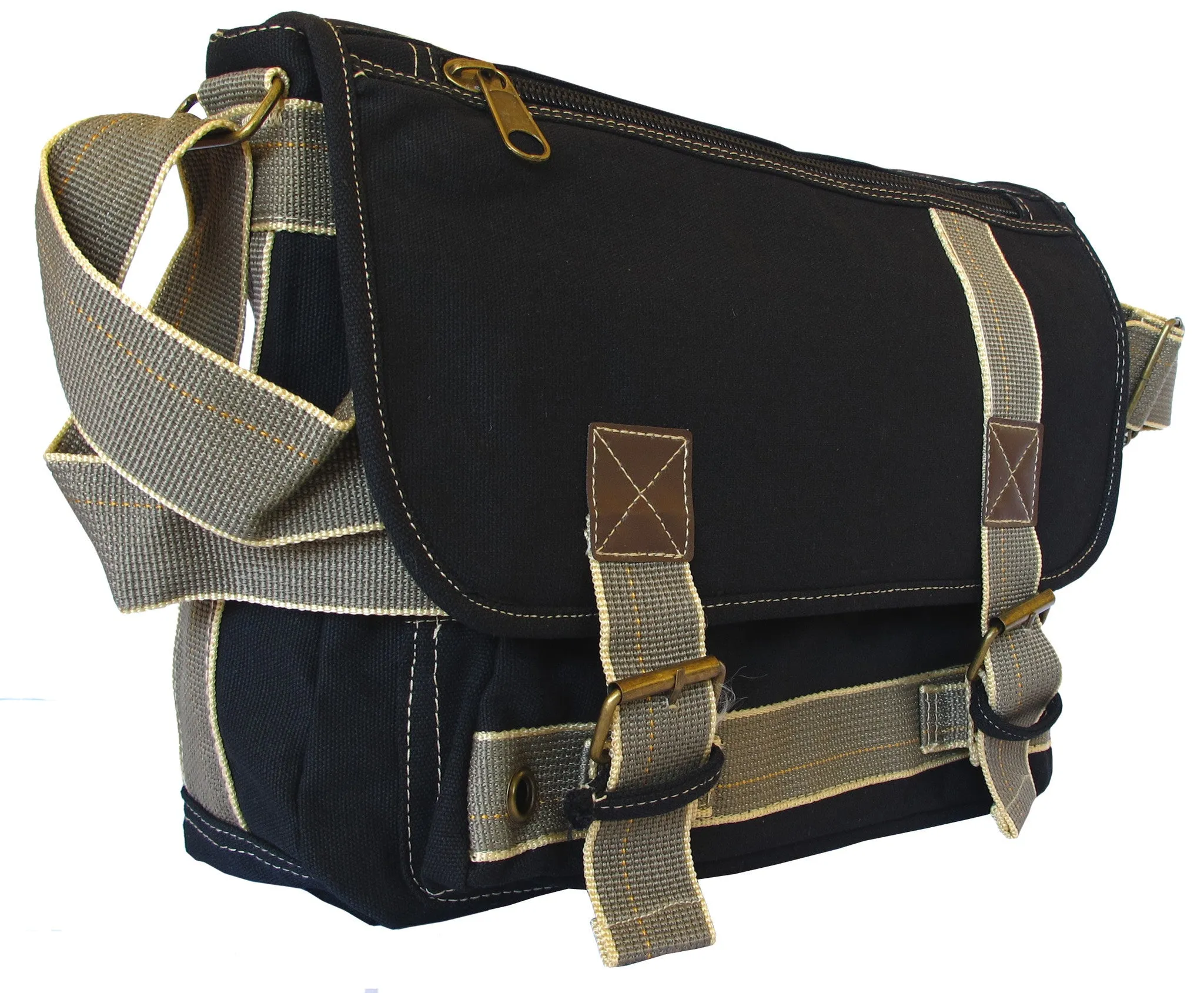Black Canvas Messenger Bag