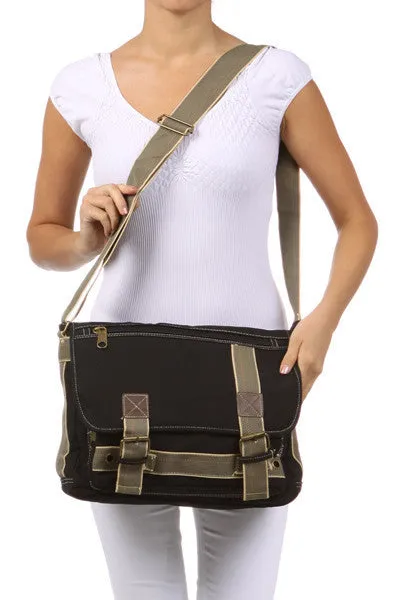 Black Canvas Messenger Bag