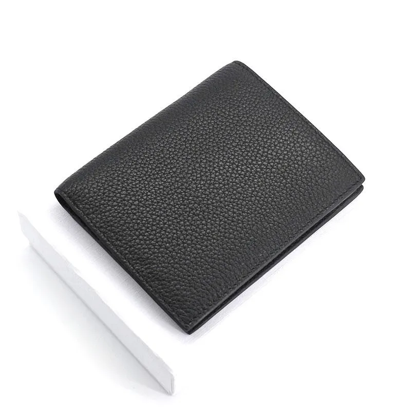 Black Leather Mens Slim Bifold Small Wallet Front Pocket Wallet Small Wallet for Men