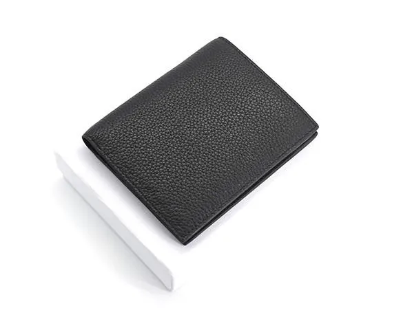 Black Leather Mens Slim Bifold Small Wallet Front Pocket Wallet Small Wallet for Men
