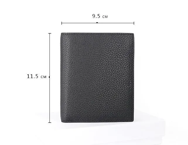 Black Leather Mens Slim Bifold Small Wallet Front Pocket Wallet Small Wallet for Men