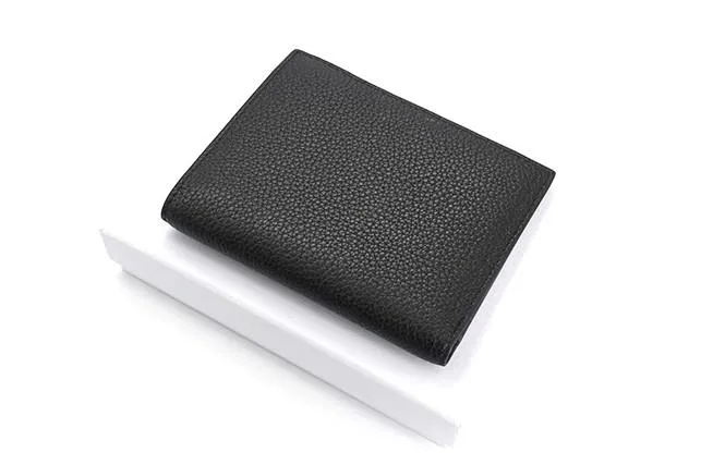 Black Leather Mens Slim Bifold Small Wallet Front Pocket Wallet Small Wallet for Men