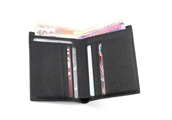 Black Leather Mens Slim Bifold Small Wallet Front Pocket Wallet Small Wallet for Men