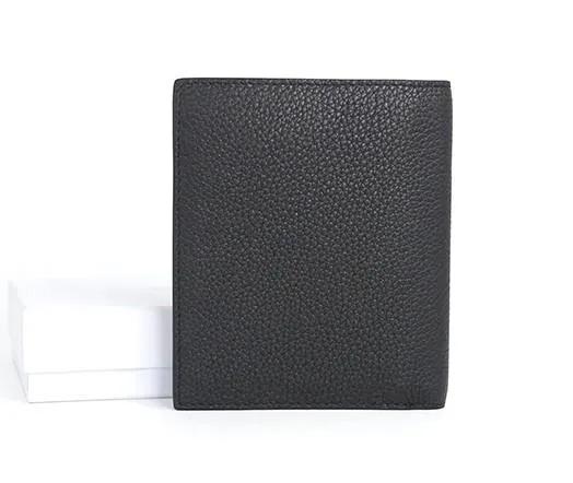 Black Leather Mens Slim Bifold Small Wallet Front Pocket Wallet Small Wallet for Men