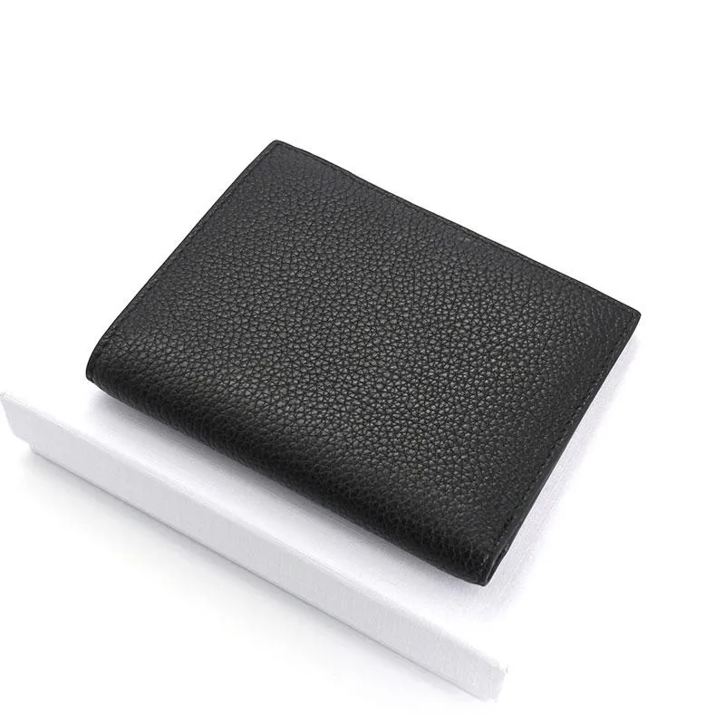 Black Leather Mens Slim Bifold Small Wallet Front Pocket Wallet Small Wallet for Men