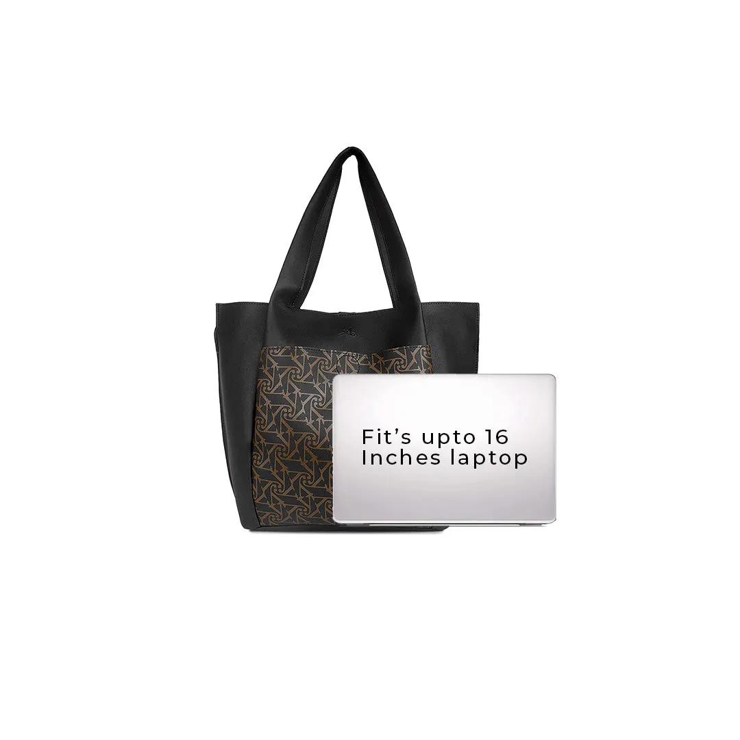 Black Printed Laptop Bag for Women