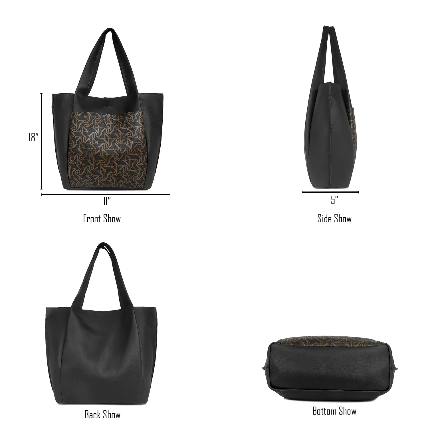 Black Printed Laptop Bag for Women