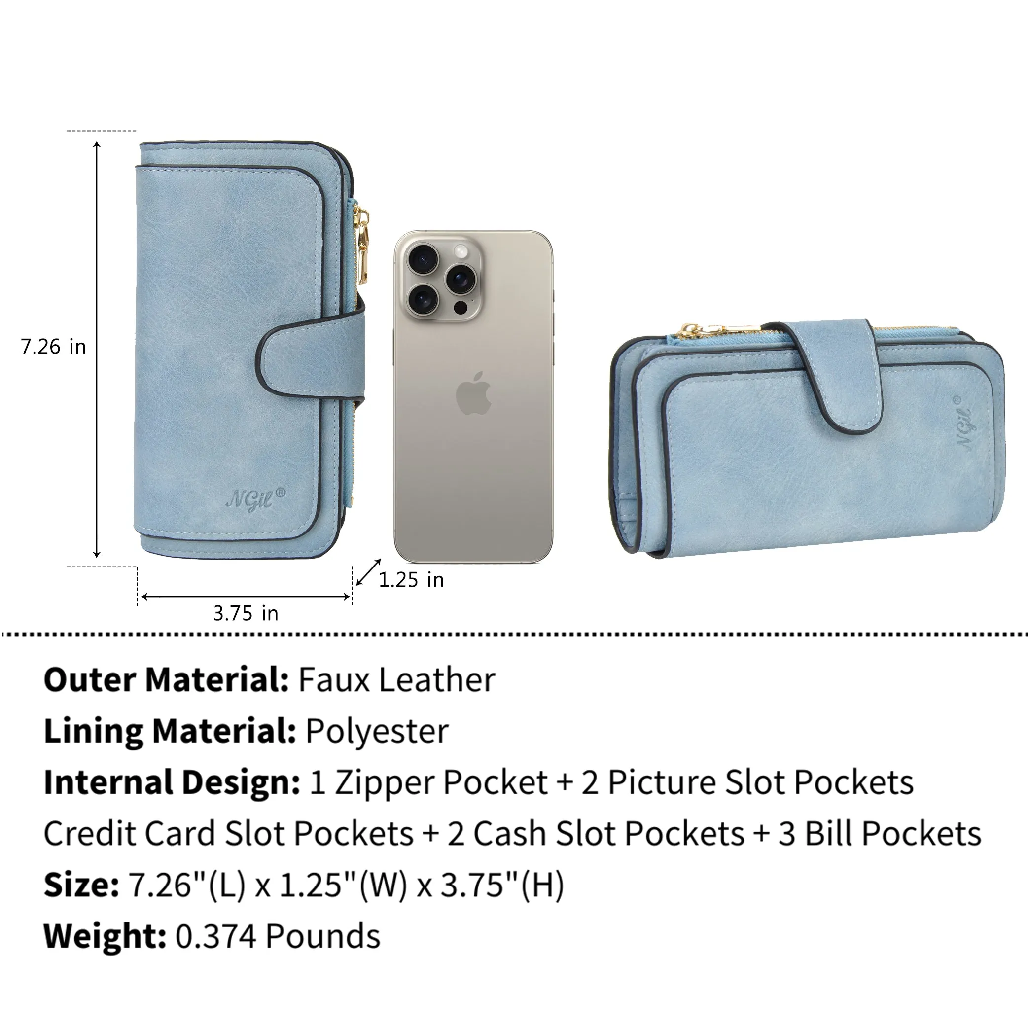 Blue NGIL Trifold Wallet