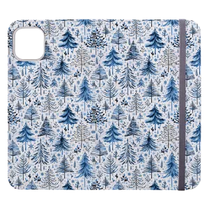 Blue Xmas Trees Wallet Case By Elisabeth Haager