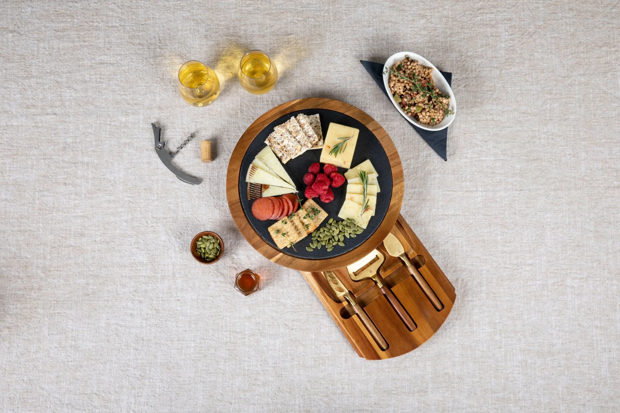 Boston Red Sox - Insignia Acacia and Slate Serving Board with Cheese Tools