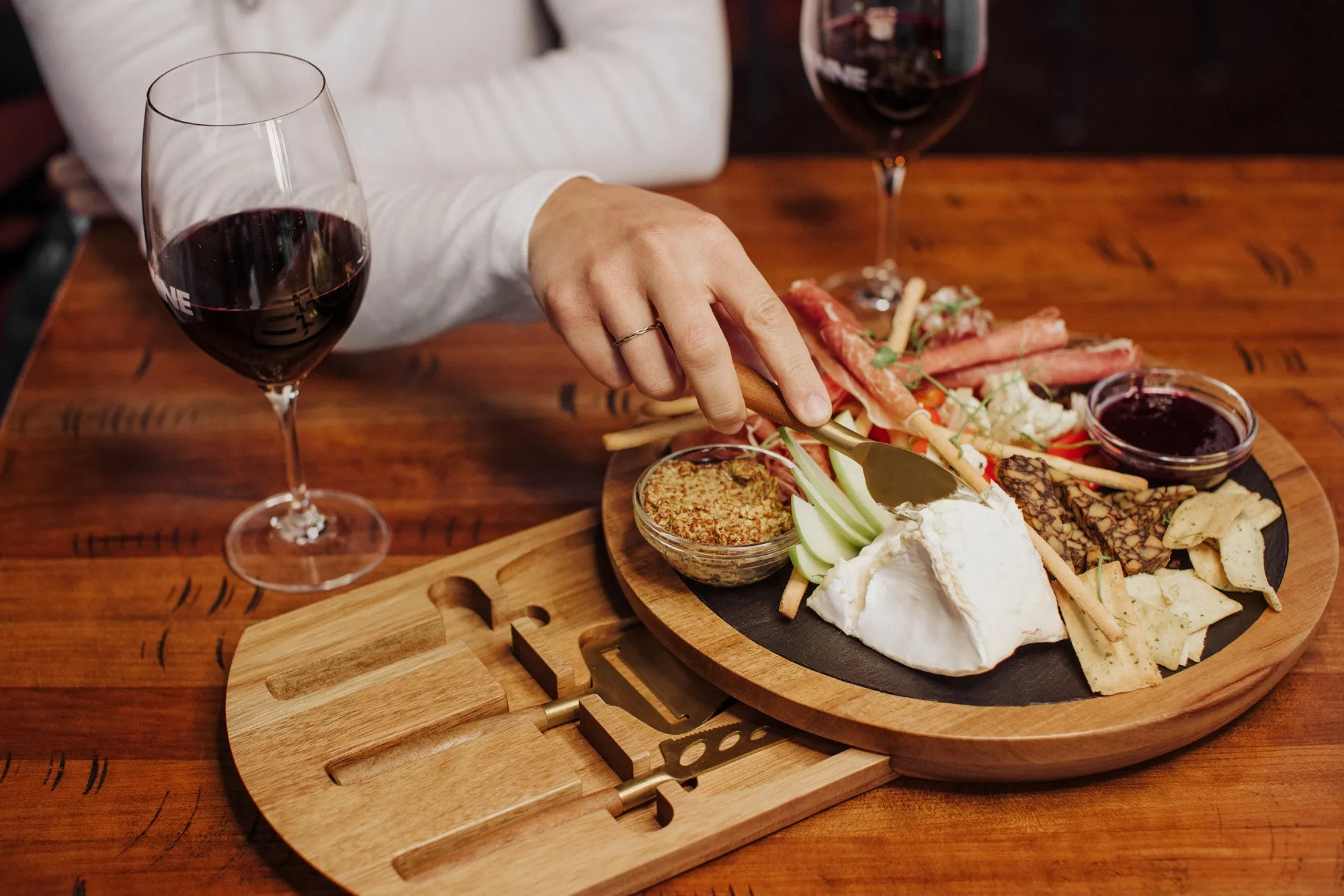 Boston Red Sox - Insignia Acacia and Slate Serving Board with Cheese Tools