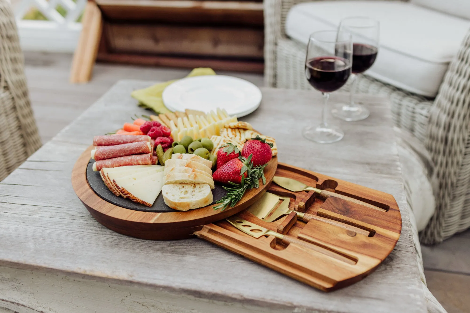 Boston Red Sox - Insignia Acacia and Slate Serving Board with Cheese Tools