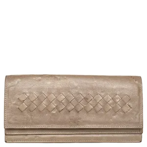 Bottega Veneta Beige Intrecciato Leather Bifold Wallet
