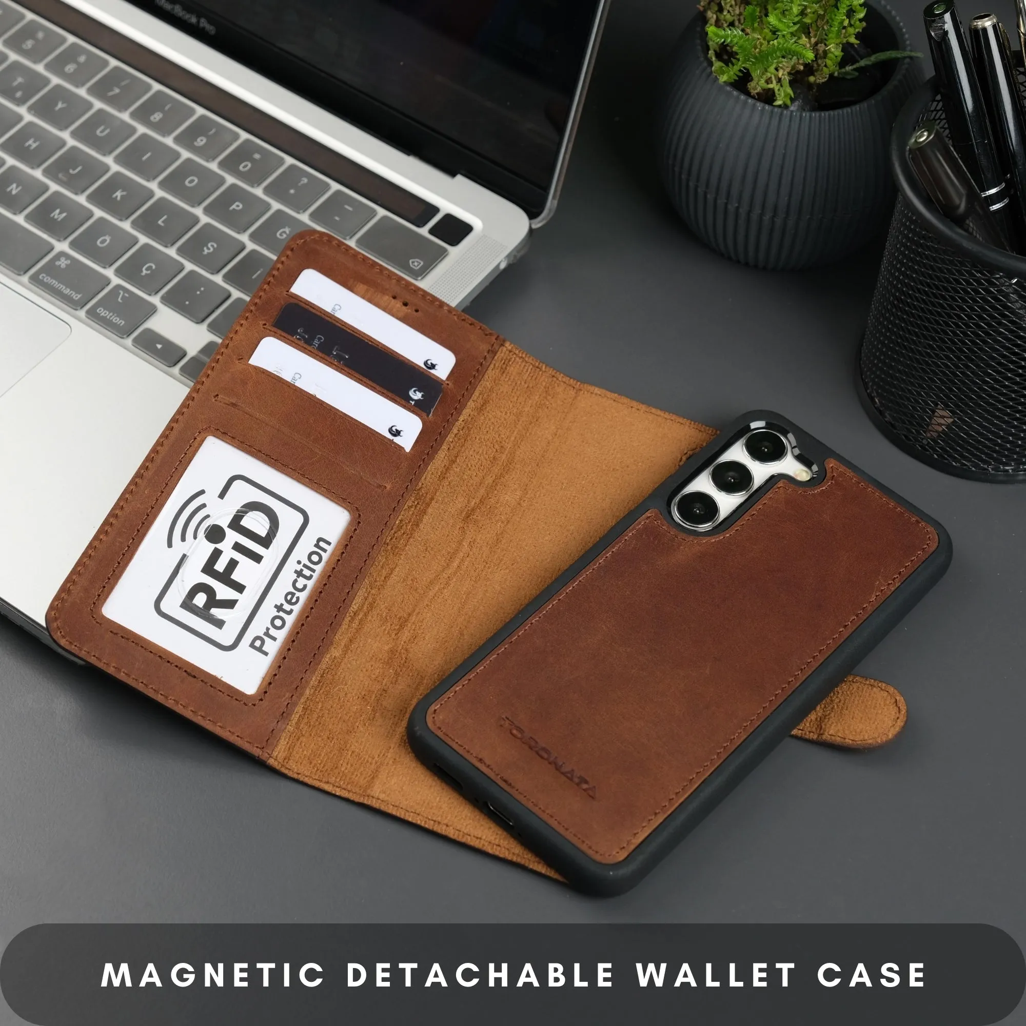 Buffalo Leather Samsung Galaxy S24 Wallet with Detachable Case