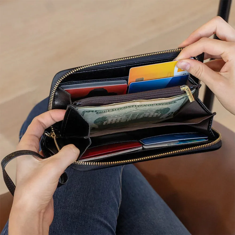 Butterfly Velvet Jewelry Style Zip Around Leather Wallet