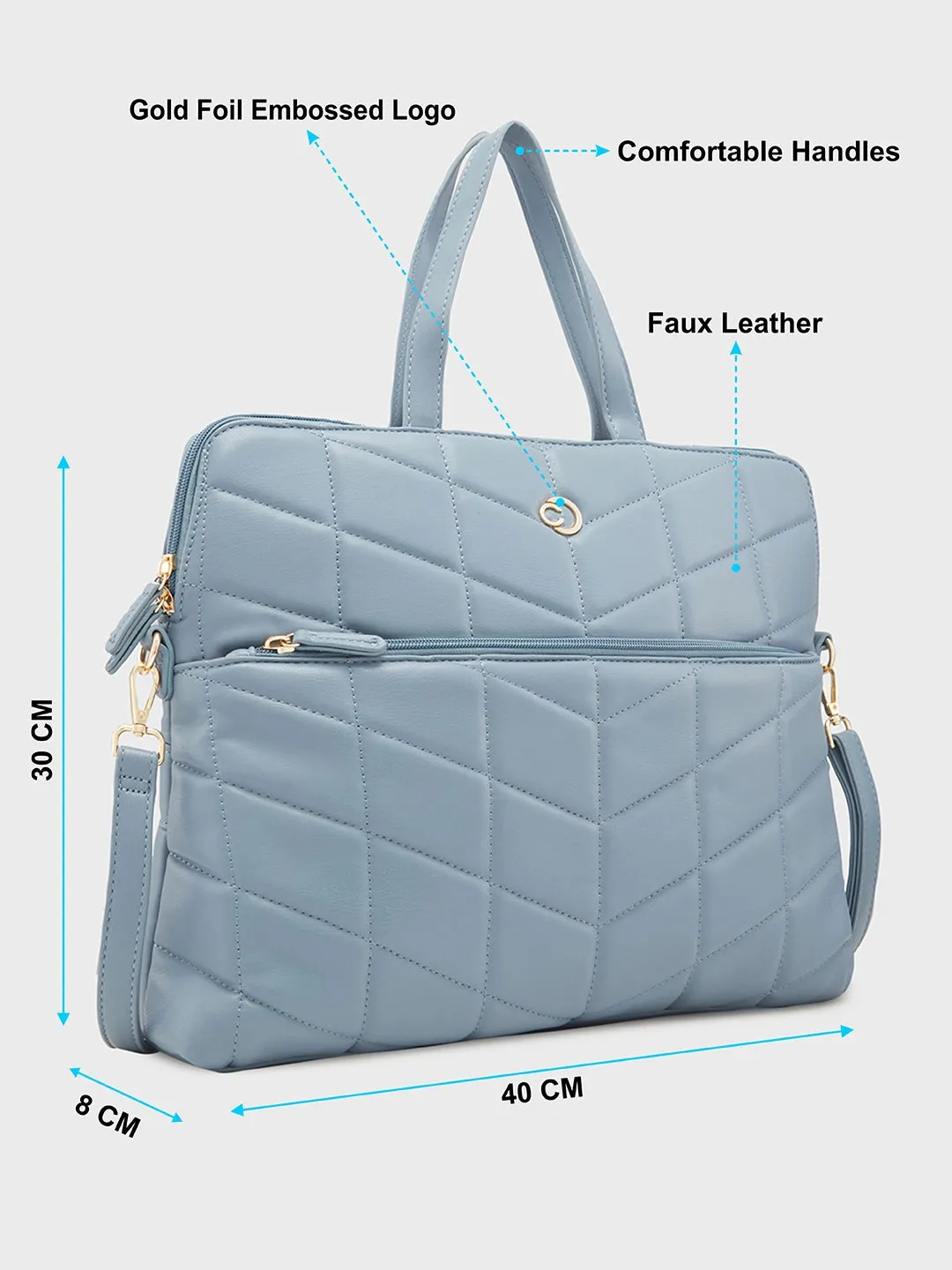 Caprese Julie Laptop Bag Large Powder Blue
