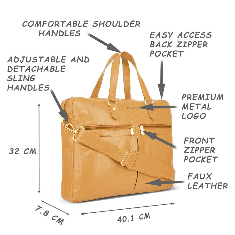 Caprese Rylee Laptop Satchel Large Yellow