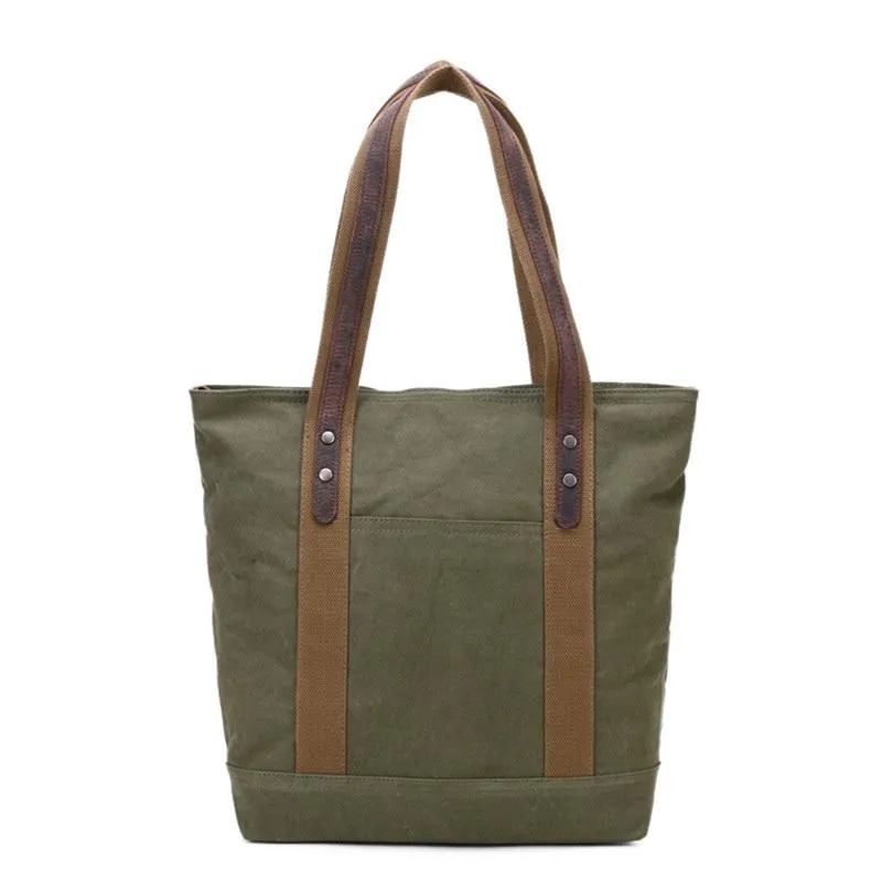 Casual Canvas Leather Womens Mens Large White Tote Bag Shoulder Bag Khaki Tote Purse For Women