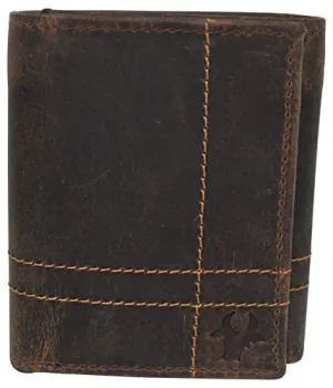 CAZORO Men's RFID Blocking Vintage Genuine Leather Classic Trifold Wallet for Men with Box