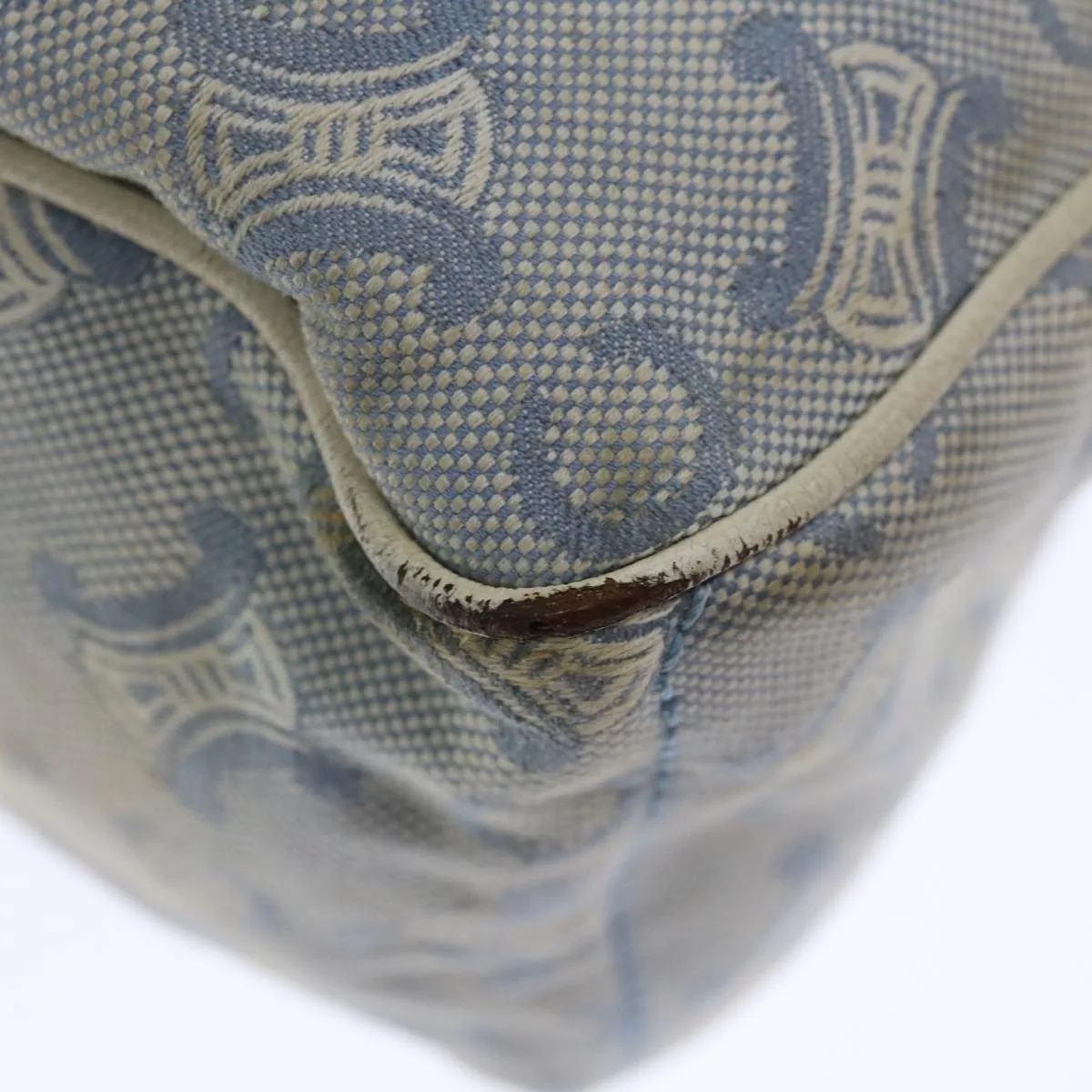CELINE C Macadam Canvas Hand Bag Light Blue Auth 71535