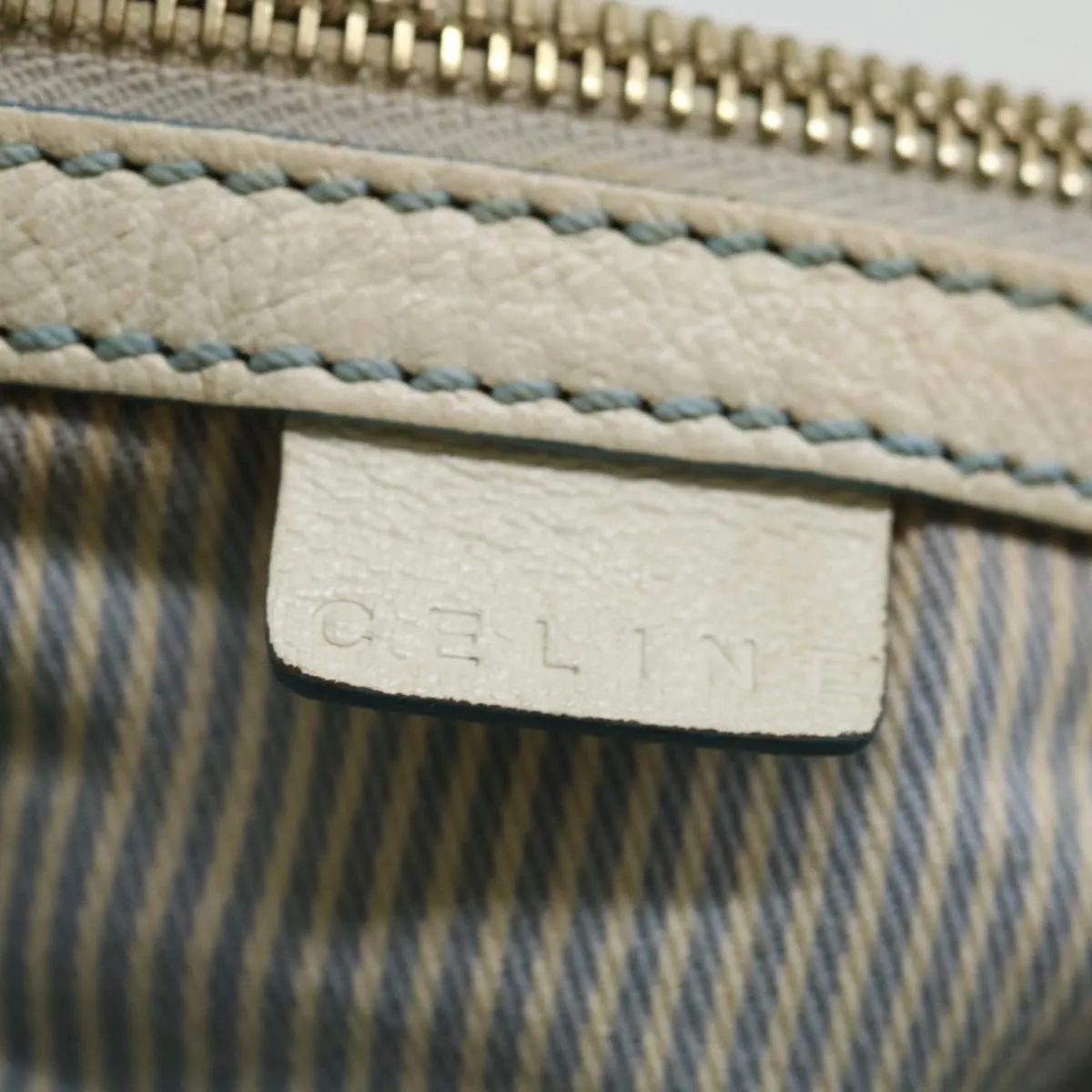 CELINE C Macadam Canvas Hand Bag Light Blue Auth 71535