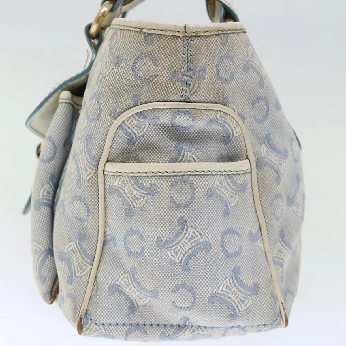 CELINE C Macadam Canvas Hand Bag Light Blue Auth 71535