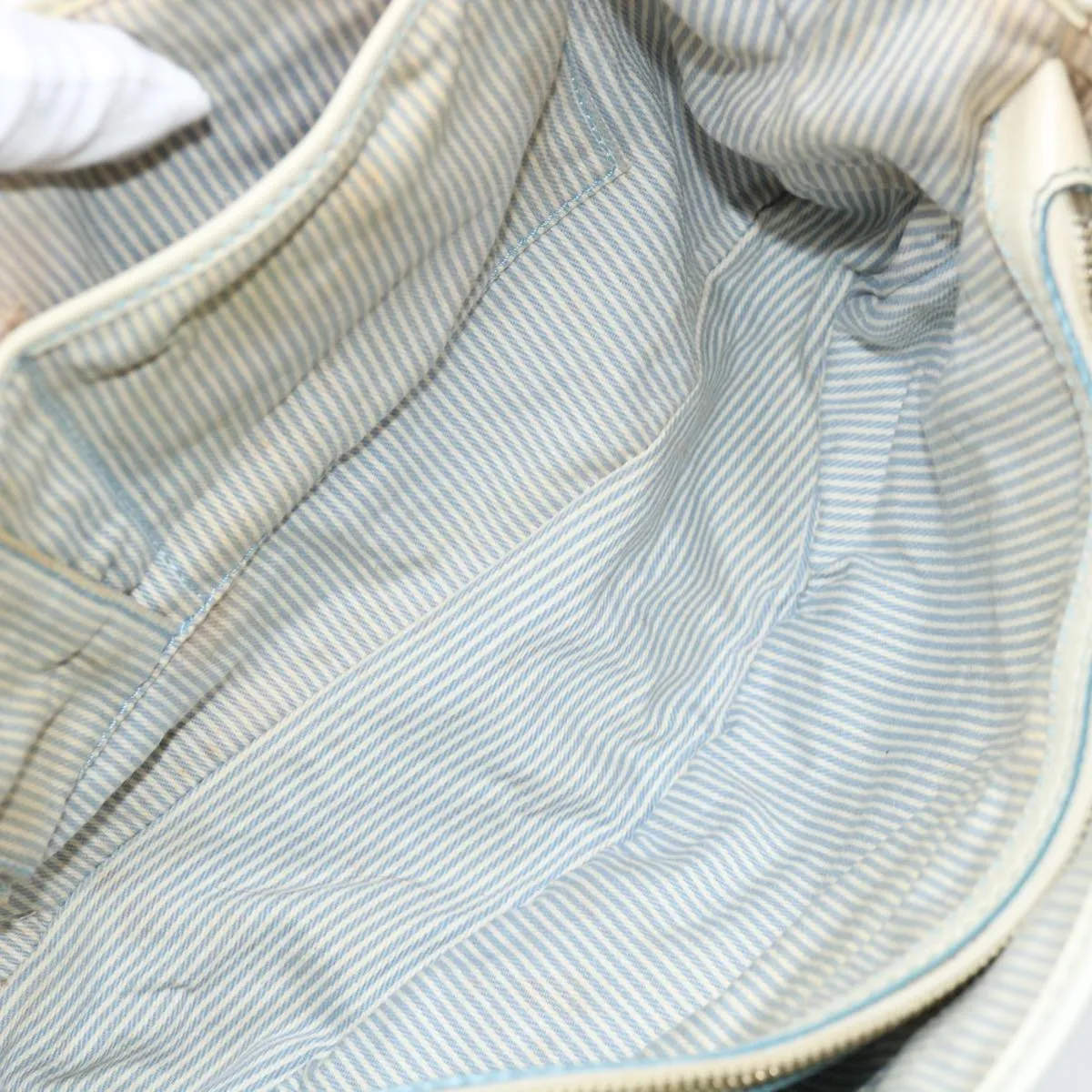 CELINE C Macadam Canvas Hand Bag Light Blue Auth 71535
