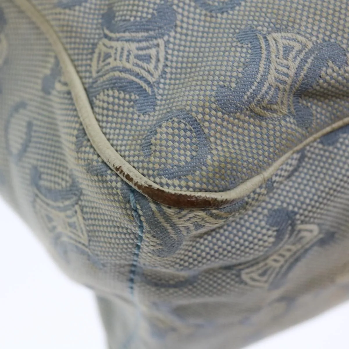 CELINE C Macadam Canvas Hand Bag Light Blue Auth 71535