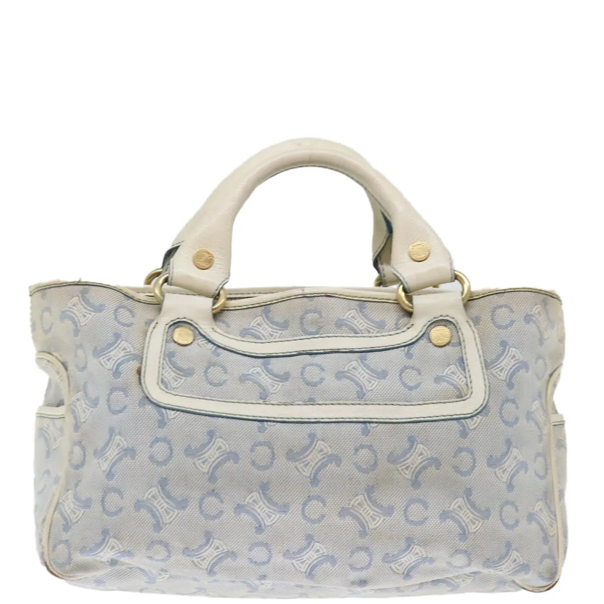 CELINE C Macadam Canvas Hand Bag Light Blue Auth 71535