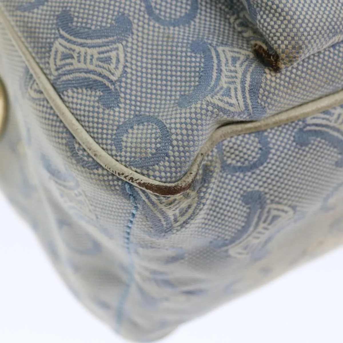 CELINE C Macadam Canvas Hand Bag Light Blue Auth 71535