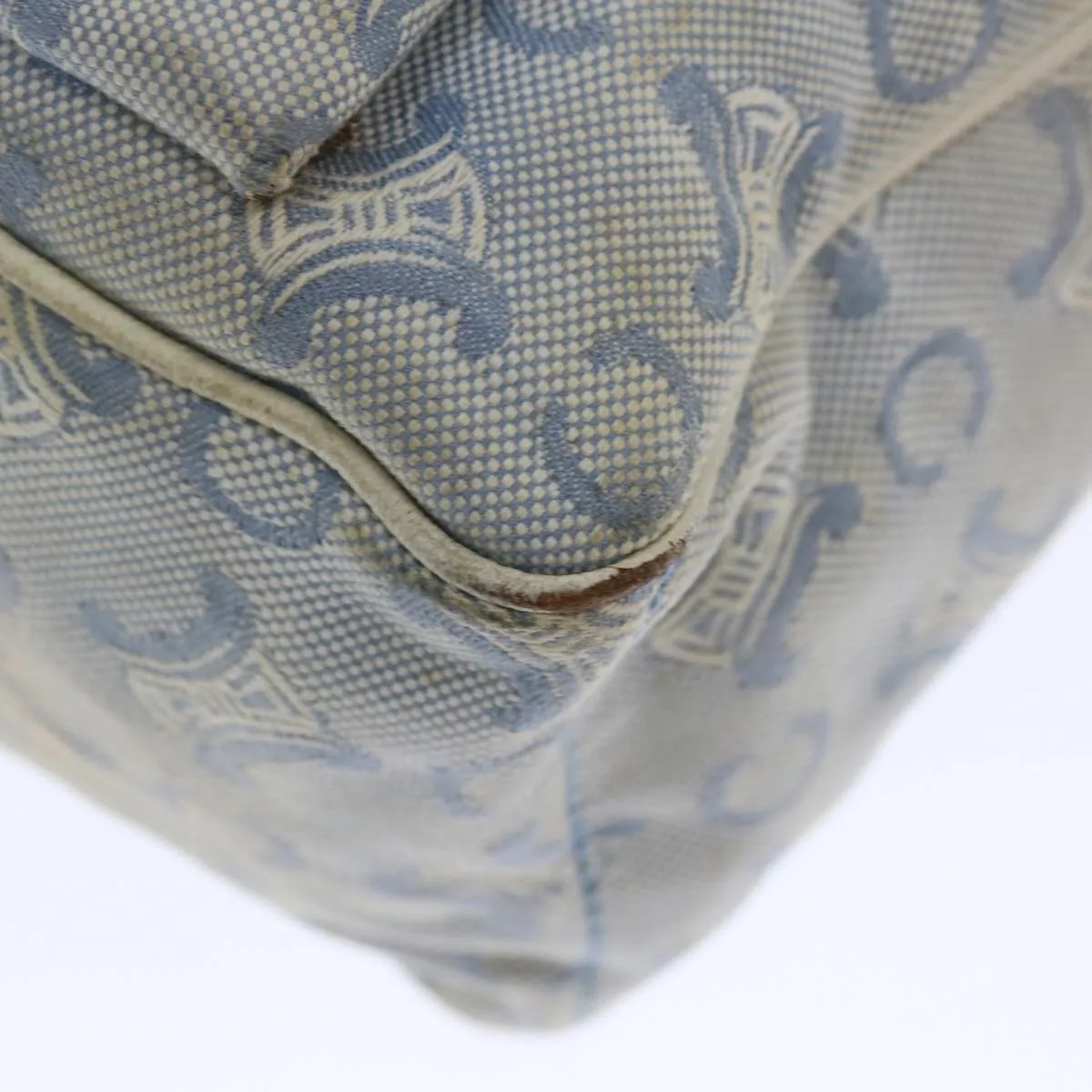 CELINE C Macadam Canvas Hand Bag Light Blue Auth 71535