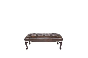 Chesterfield | Queen Anne Bench Footstool | Antique Brown