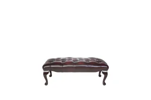 Chesterfield | Queen Anne Bench Footstool | Antique Red