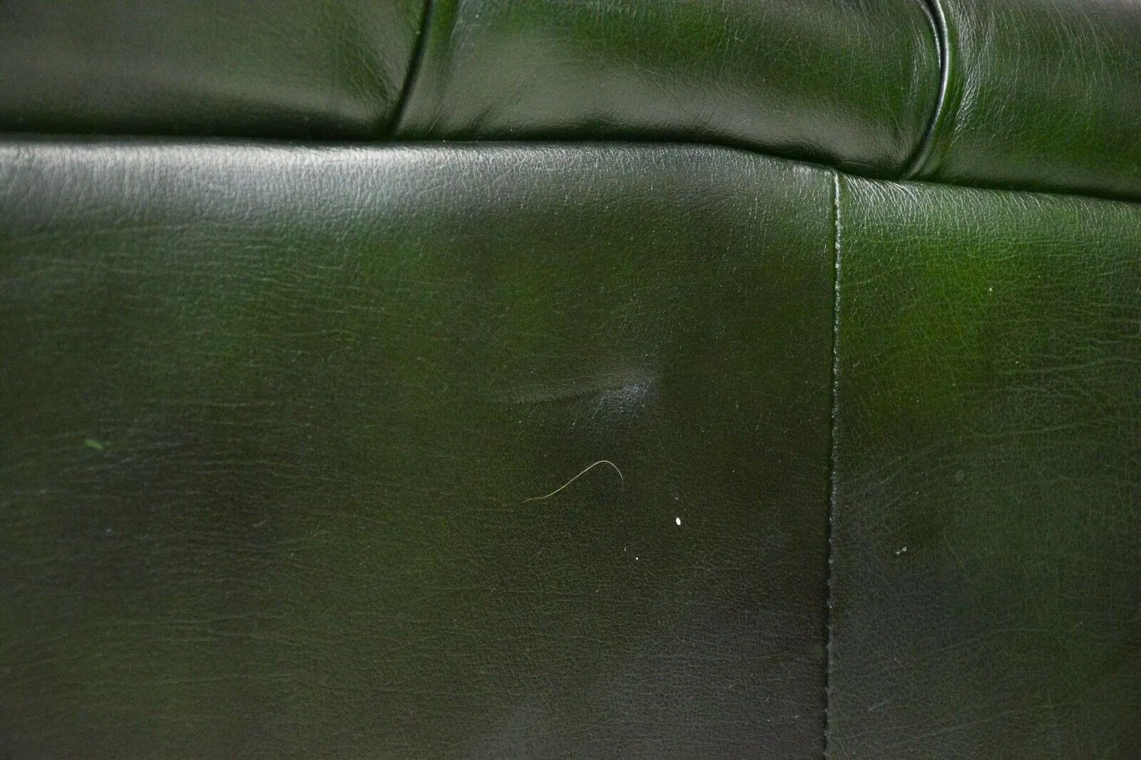 Chesterfield Sofa and Chairs Set, British Leather Green Curved Back, Vintage!