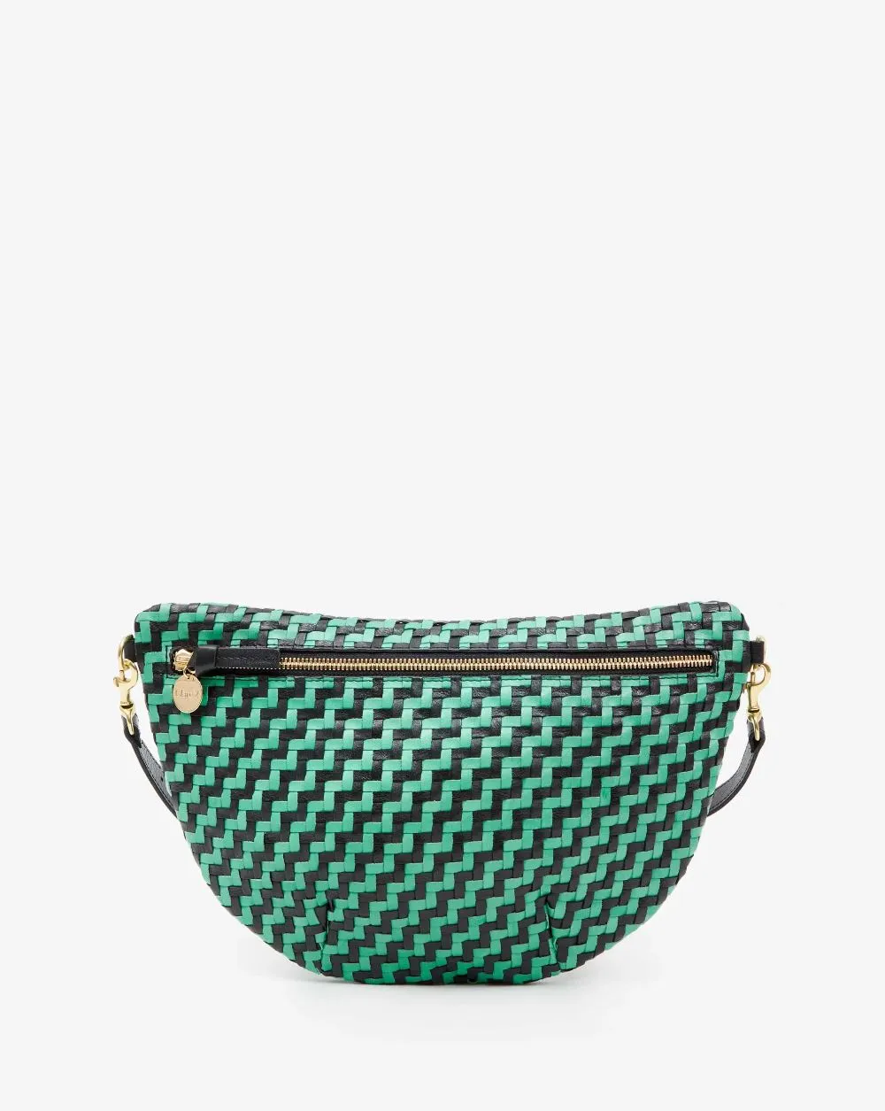 Clare V Grande Fanny in Mint Opal/Black Woven Zig Zag