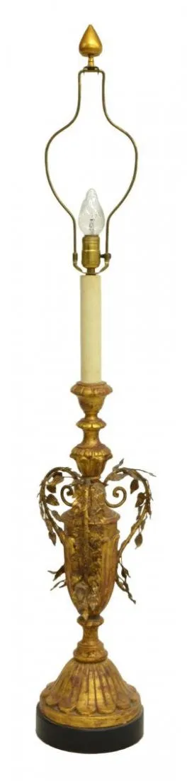 CONTINENTAL GILT VASIFORM STANDARD FLOOR LAMP 20th Century