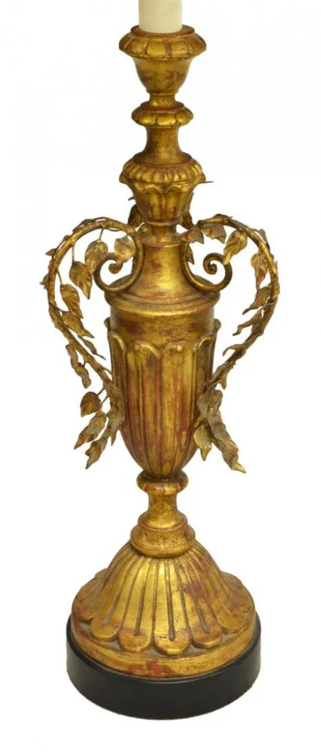 CONTINENTAL GILT VASIFORM STANDARD FLOOR LAMP 20th Century
