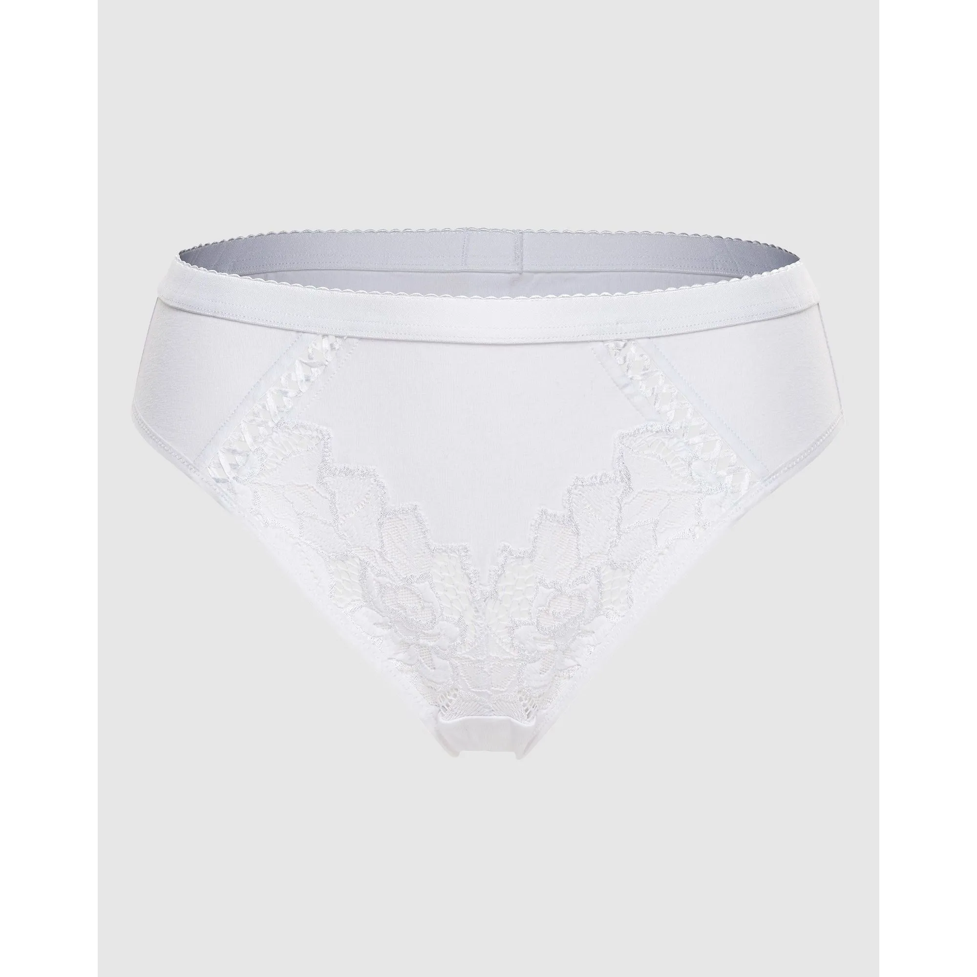 Coton D'Arum Organic Cotton Brief with Lace-White