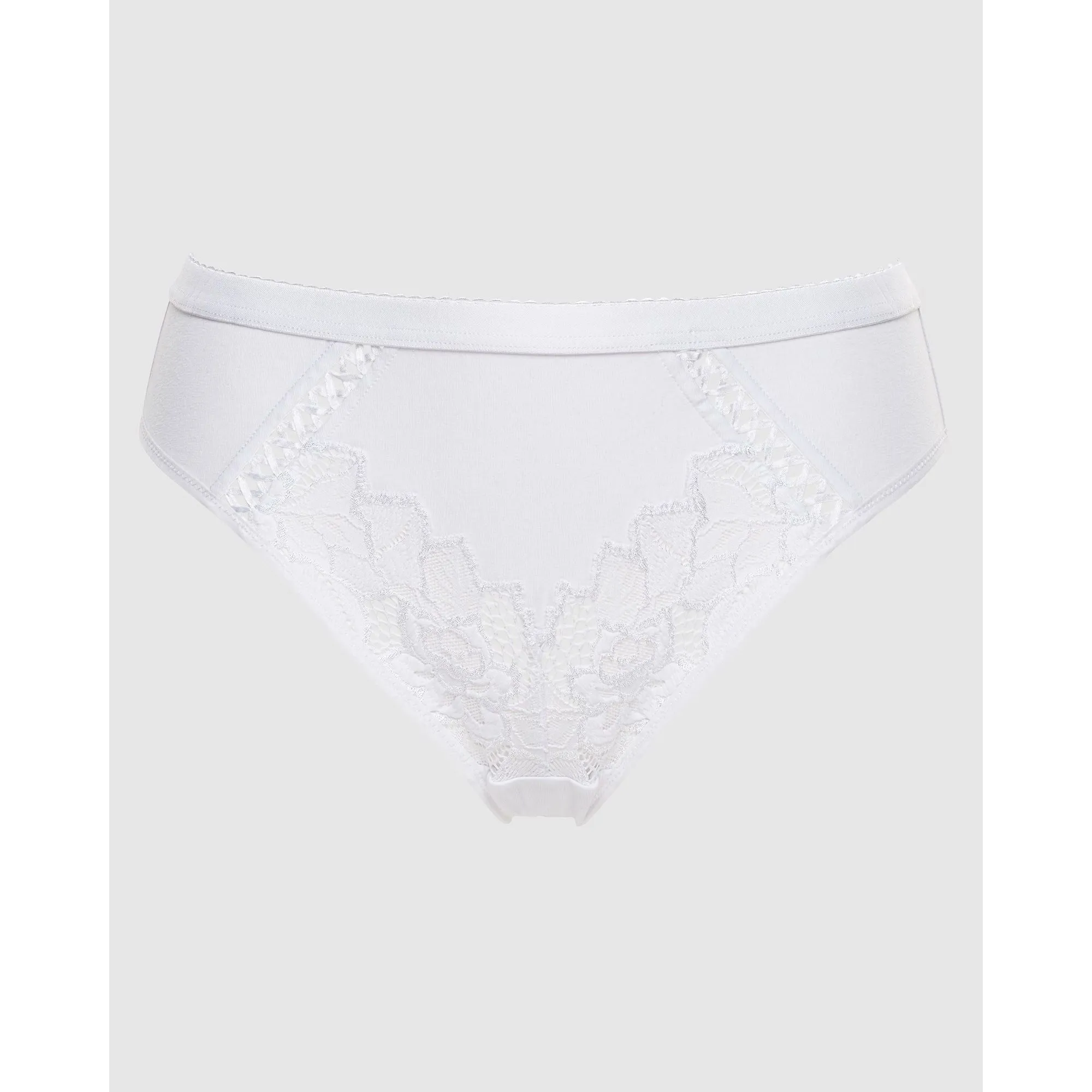 Coton D'Arum Organic Cotton Brief with Lace-White